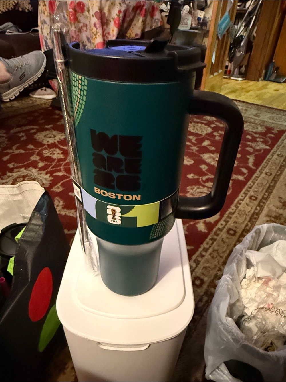 FIFA Boston Green Travel Mug with Handle and Insulated Lid